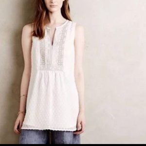 Anthropoloie One September Ivory Sleeveless Blouse Size M